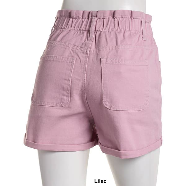 Juniors Love Tee Double Button Paperbag Waist Denim Shorts