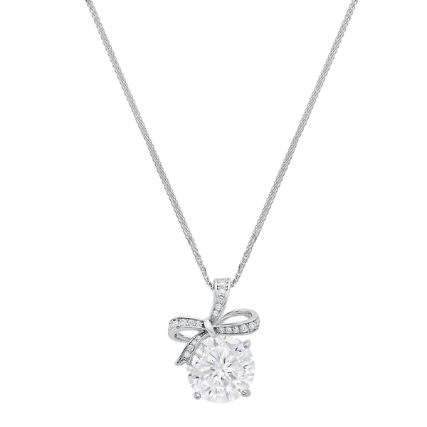 Saffron 5ctw. Moissanite Diamond Bow Pendant Necklace - image 