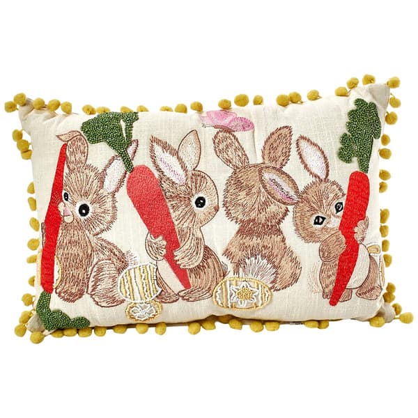 Bunny Carrots Decorative Pillow - 12x18 - image 