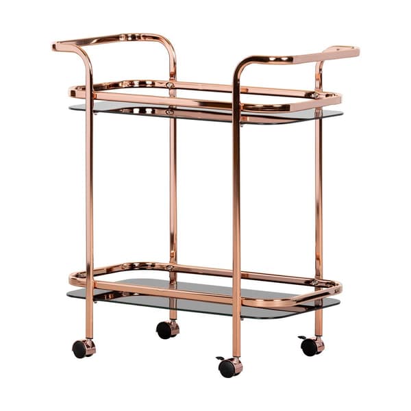 South Shore Maliza Rose Gold and Glass Bar Cart - image 