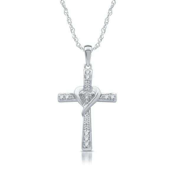 Diamond Classics&#40;tm&#41; 1/10 ctw. Diamond Silver Cross Pendant - image 