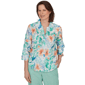 Womens Alfred Dunner Caribbean Blues Tropical Floral Blouse - image 1