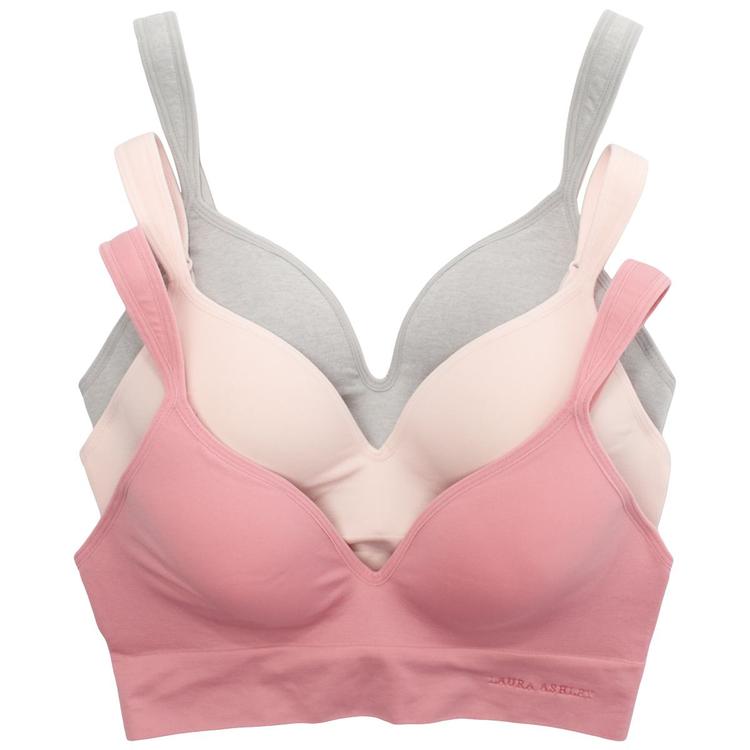 Womens Laura Ashley(R) 3pk. Wire-Free Bras - LS6593-3PKE