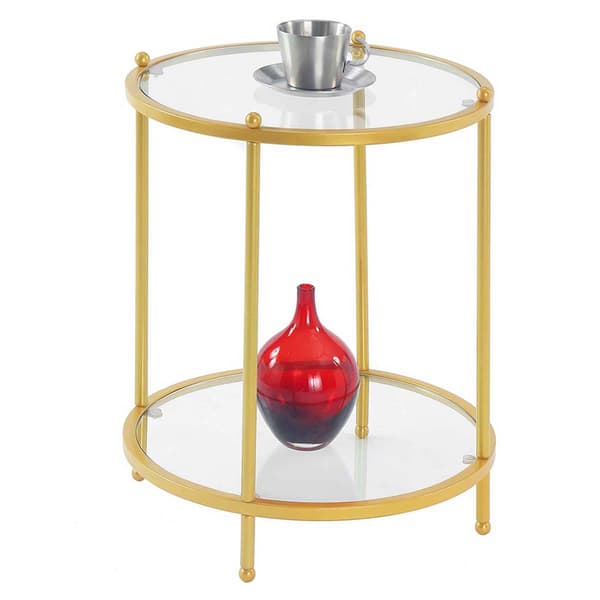 Convenience Concepts Royal Crest 2 Tier Round Glass End Table
