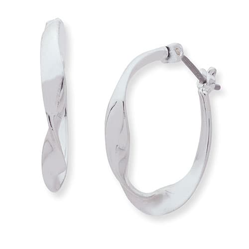 Nine West Silver-Tone Click Top Hoop Earrings - image 