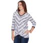 Petite Ruby Rd. Jetsetter Floral Chevron Knot Front Blouse - image 3