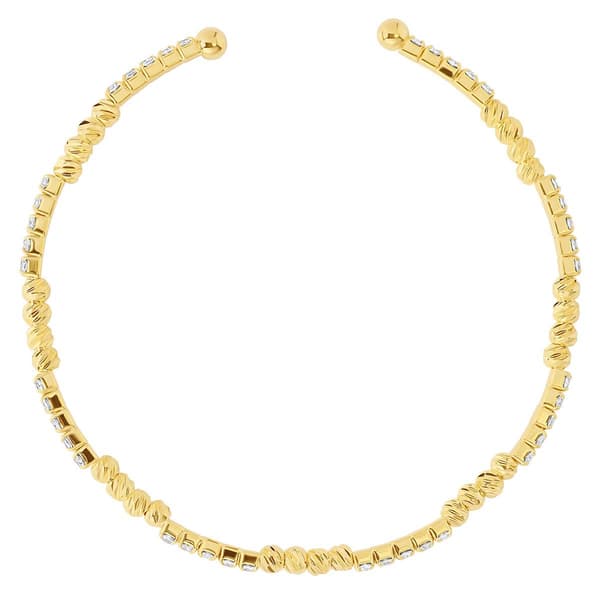 Athra 14kt. Gold over Brass Crystal & Bead Stations Coil Bracelet