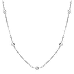 Sterling Silver Singapore Chain with Beads Necklace