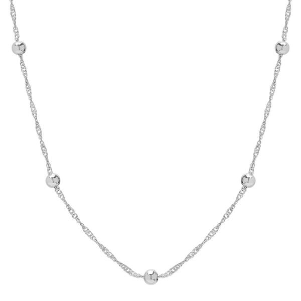Sterling Silver Singapore Chain with Beads Necklace - image 