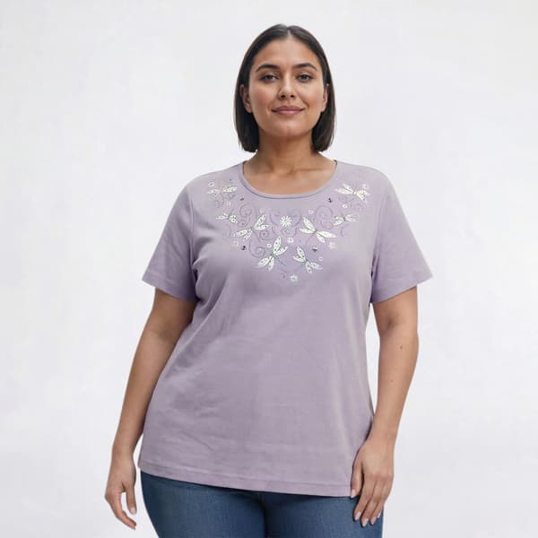 Plus Size Bonnie Evans Dragonflies Short Sleeve Tee - image 