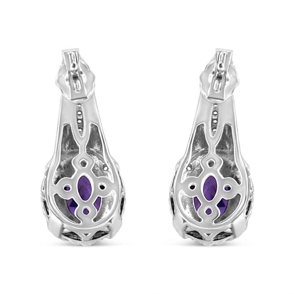 Haus of Brilliance Amethyst Diamond Dangle Earringse