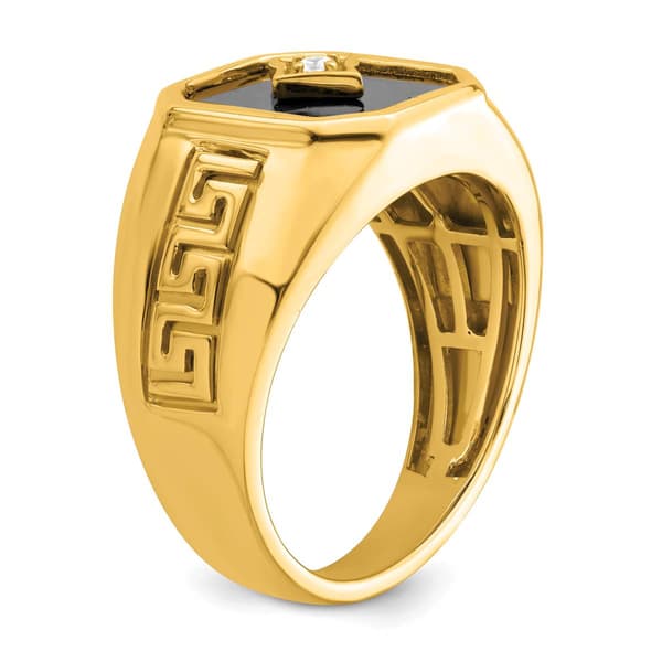 Mens Gentlemen&#8217;s Classics&#8482; 14kt. Gold Onyx Greek Key Ring