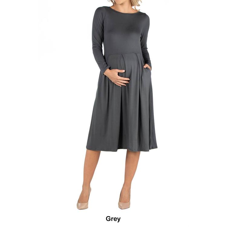 Plus Size 24/7 Comfort Apparel Fit & Flare Maternity Midi Dress