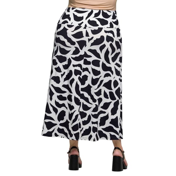 Plus Size 24/7 Comfort Apparel Geo Print  A Line Maxi Skirt