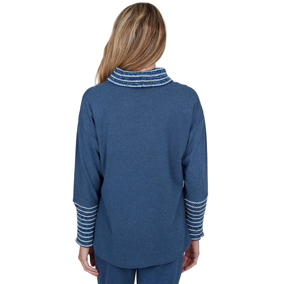 Petite Ruby Rd. Premium Luxe Rib Cowl Neck Fair Isle Sweater