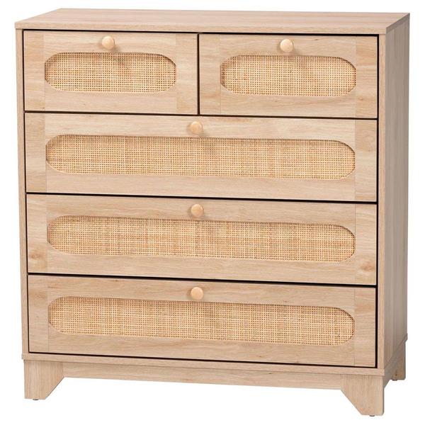 Baxton Studio Elsbeth Oak Brown Wood 5-Drawer Storage Cabinet - image 