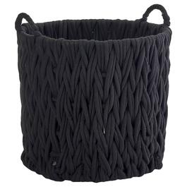 Medium Black Braided Round/Tall Chunky Cotton Rope Basket