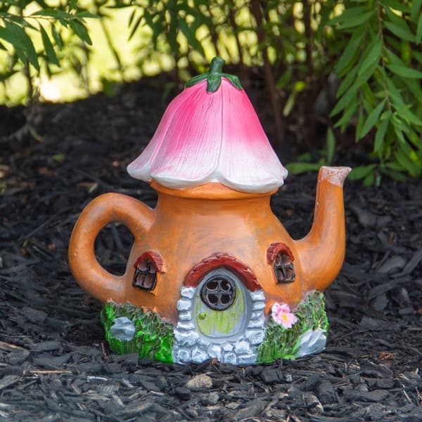 Northlight Seasonal 7in. Solar Flower Tea Pot Garden Statue