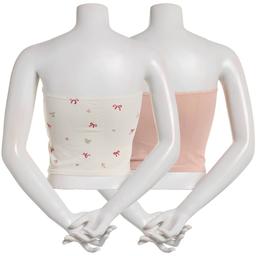Juniors Pink Rose 2pk. Teddy Flowers & Bow Tube Tops w/ Lace Trim