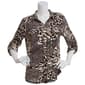 Womens Emily Daniels 3/4 Sleeve Foil Animal Button Front Blouse - image 1