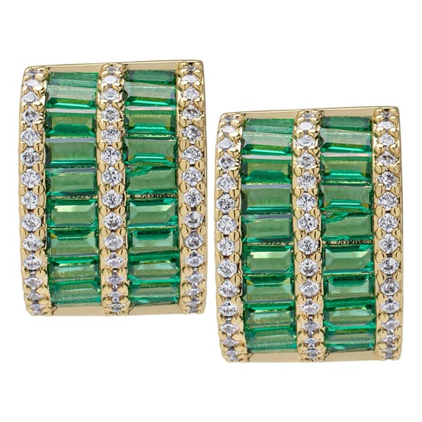 Gianni Argento Lab Grown Emerald Baguette Omega Back Earrings