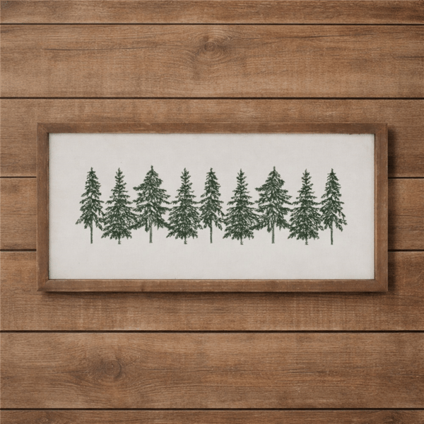 Melrose 16in. Embroidered Pine Tree Framed Wall Art