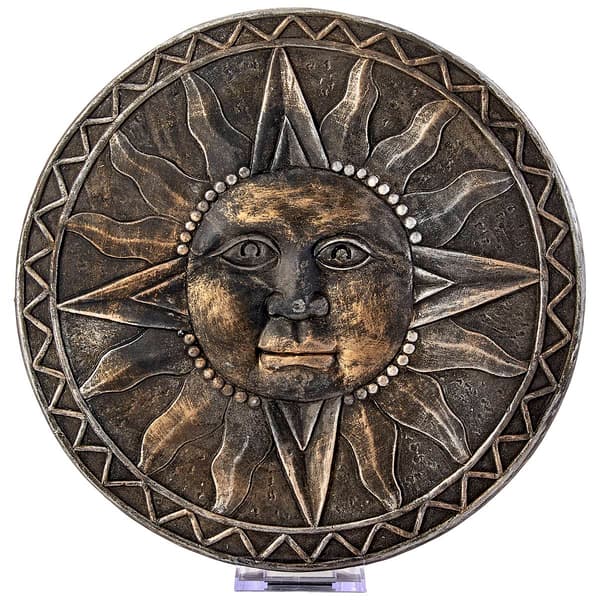10in. Cement Sun Face Celestial Stepping Stone - image 