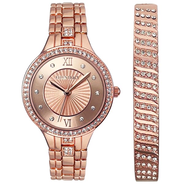 Womens Ellen Tracy Rose Gold Watch & Bracelet Set - ETB8163RG - Boscov's