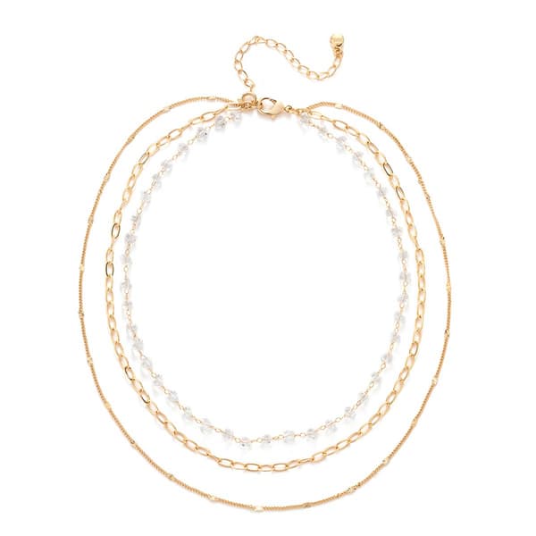 Roman Gold-Tone Triple Layer Faux Glass Necklace