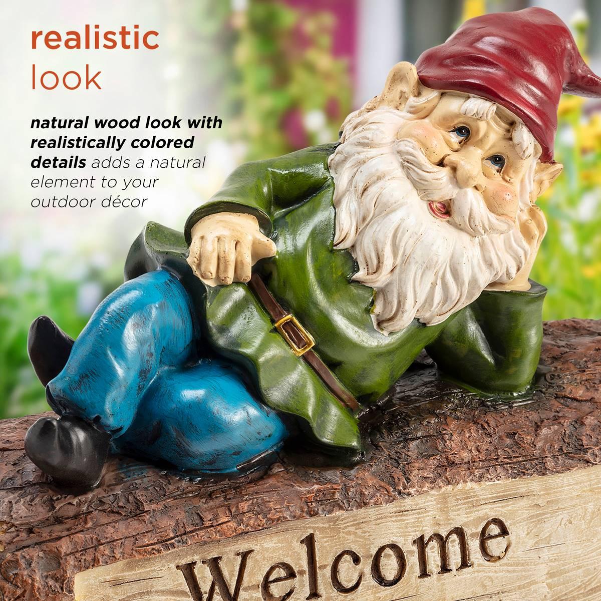 Alpine "Welcome to My Garden" Sign Gnome Statue