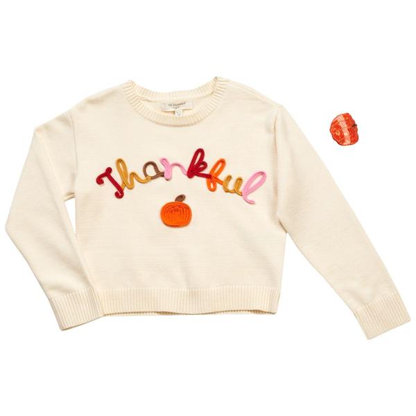 Girls (7-16) No Comment Long Sleeve Thankful Crew Neck Sweater - image 