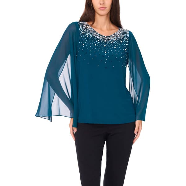 Womens MSK Embellished Flutter Sleeve Blouse