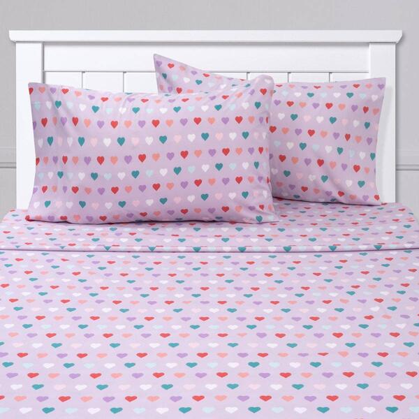Sweet Home Collection Kids Fun & Colorful Hearts Sheet Set - image 