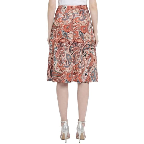 Petite NY Collection Pull On Paisley Knee Length Skirt