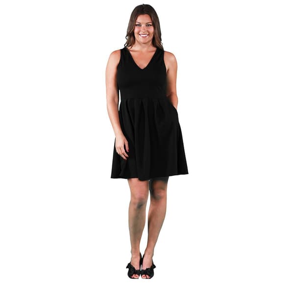 Plus Size 24/7 Comfort Apparel Solid Tailored Fit & Flare Dress - image 