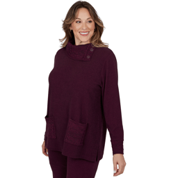 Plus Size Ruby Rd. Premium Luxe Rib Cable Knit Trim Sweater