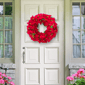 Puleo International 24in. Pre-Lit Red Poinsettia Wreath - image 2