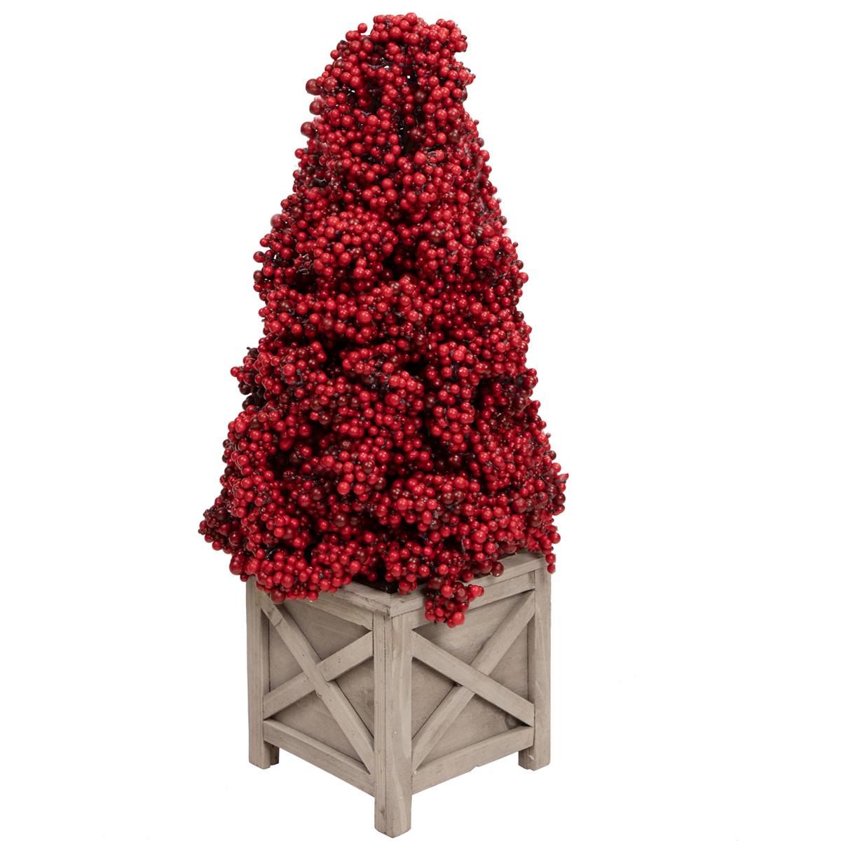 Allstate 24in. Artificial Berry Cone Potted Christmas Topiary