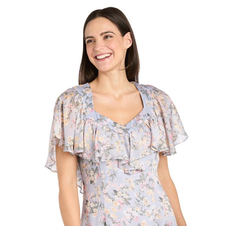 Womens R&M Richards Floral Midi Chiffon Dress
