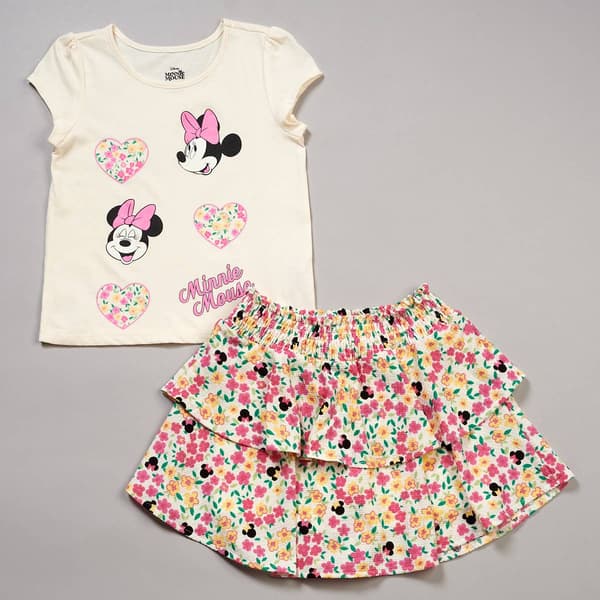 Girls (7-12) Disney Minnie Mouse Tee w/ Floral Skort Set