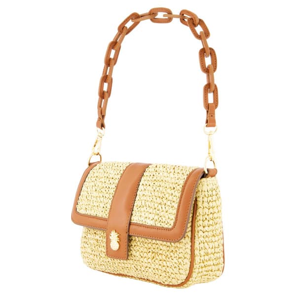 Tommy Bahama Raffia Flap Bag w/ Double Leather Strap