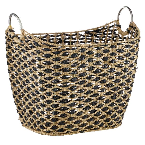 9th & Pike&#40;R&#41; Large Black Diamond Pattern Seagrass Basket - image 
