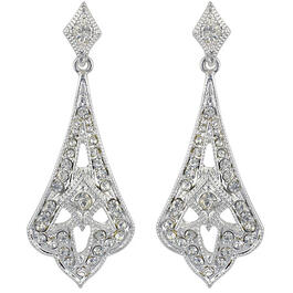 Faceted Clear Crystal Silver-Tone Dangle Earrings