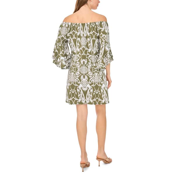 Womens MSK 3/4 Bell Sleeve Off The Shoulder Ikat Shift Dress