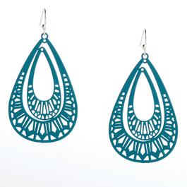 Ashley Cooper&#40;tm&#41; Turquoise & Silver-Tone Filigree Teardrop Earrings