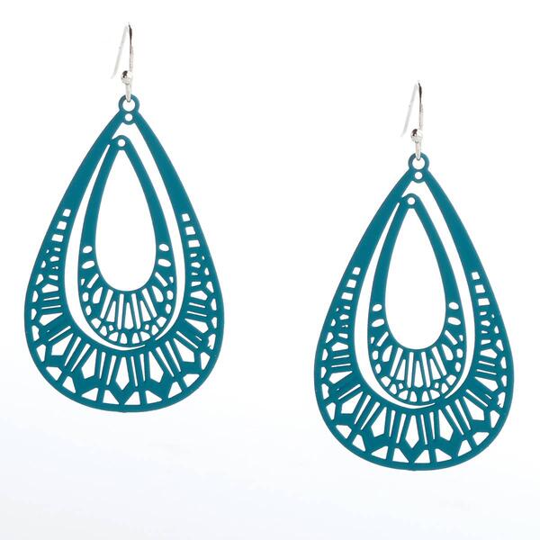 Ashley Cooper&#40;tm&#41; Turquoise & Silver-Tone Filigree Teardrop Earrings - image 
