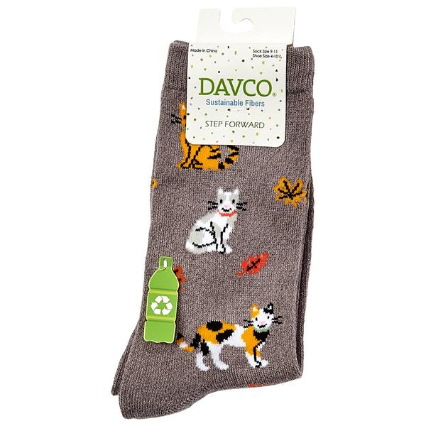 Womens Davco(R) Cats & Leaves Crew Socks - image 
