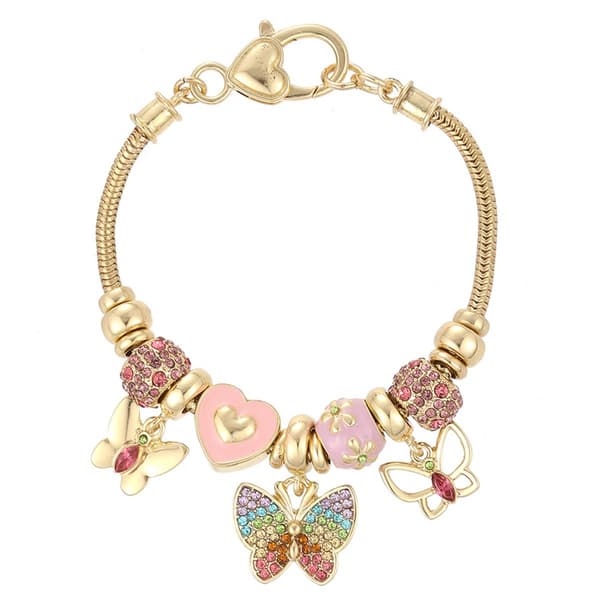 Beautiful Blessings Gold-Tone Colorful Butterfly Charm Bracelet - image 