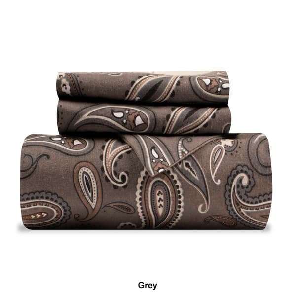 Superior Cotton Flannel Paisley Duvet Cover Set
