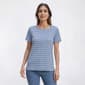 Womens Hasting & Smith Short Sleeve Stripe Button Shoulder Tee - image 1